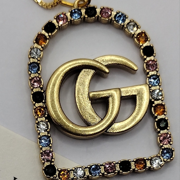 AUTHENTIC GUCCI CHARM bronzy GOLD metal, 32mmX22mm w/.925 Chain - Picture 6 of 8
